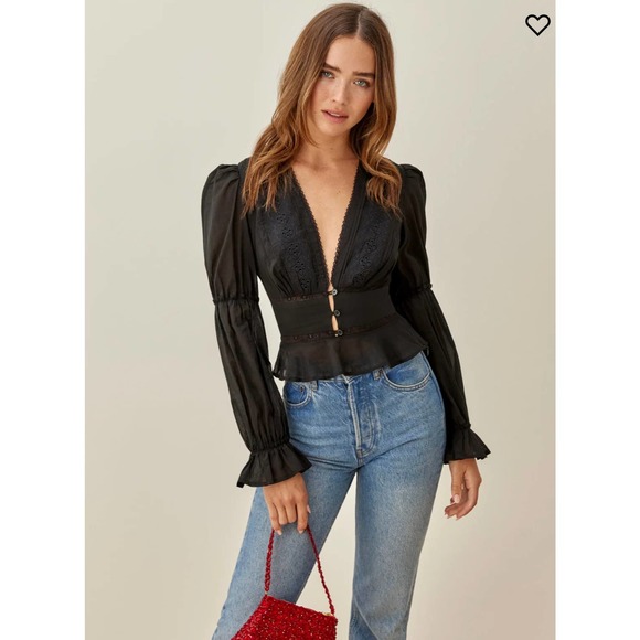 Reformation Tops - Reformation romantic Meadowlark blouse black